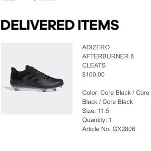 Adidas Adizero Afterburner Cleats in Black